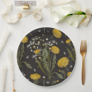 Dandelion Wildflower Pattern Paper Plates