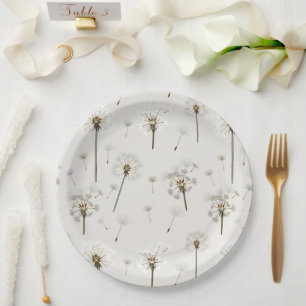 Dandelion Wildflower Pattern Paper Plates