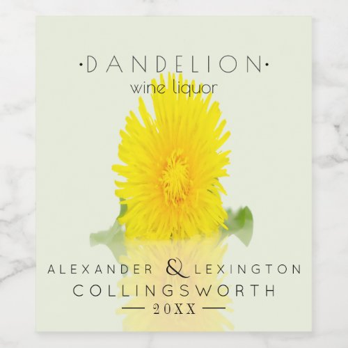 Dandelion Wine Liquor Wine Label
