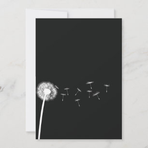 Dandelion Wish Black and White Wedding Invitation