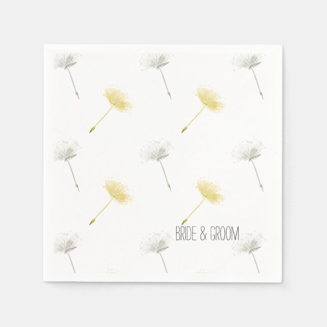 Dandelion Wish Flowers Bridal Shower Paper Napkins (Front)