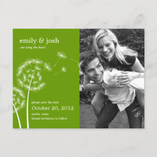 Dandelion Wish Photo Save The Date (Green) Announcement Postcard