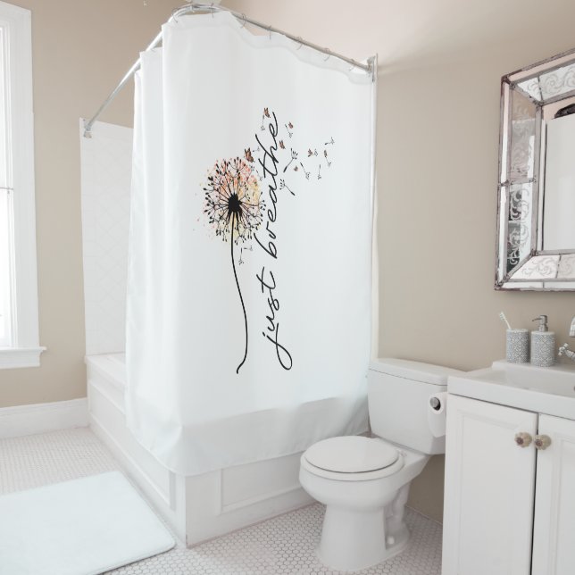 Dandelion Wish Shower Curtain Sunset Butterflies  (In Situ)