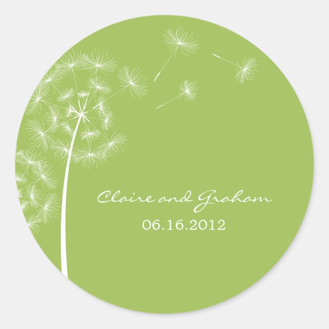 Dandelion Wish Wedding Favor Sticker or Address La (Front)