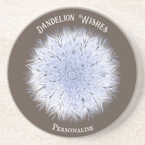 Dandelion Wishes Blue White Flower Coaster