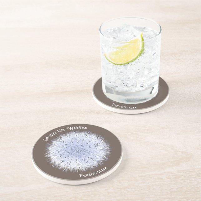 Dandelion Wishes Blue White Flower Coaster (Side)