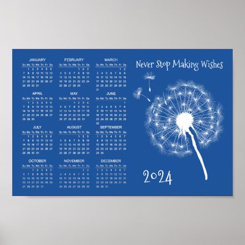 Dandelion Wishes Design 2024 Calendar Poster