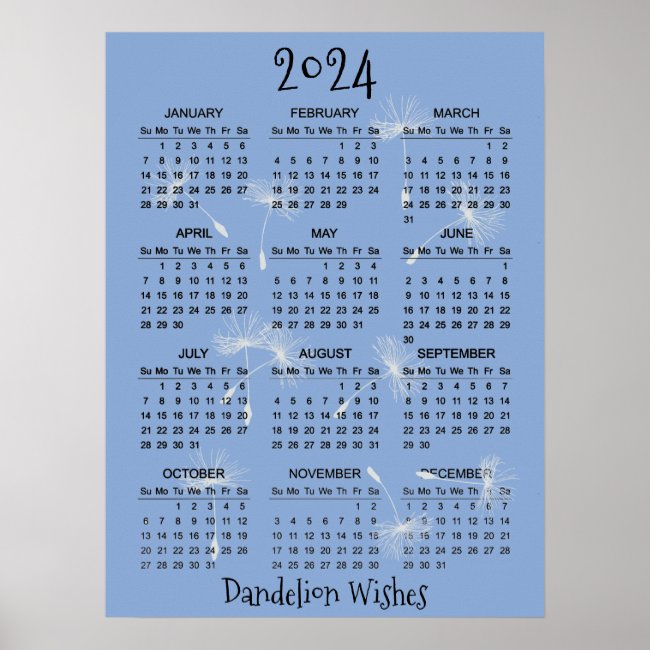 Dandelion Wishes Design 2024 Calendar Poster