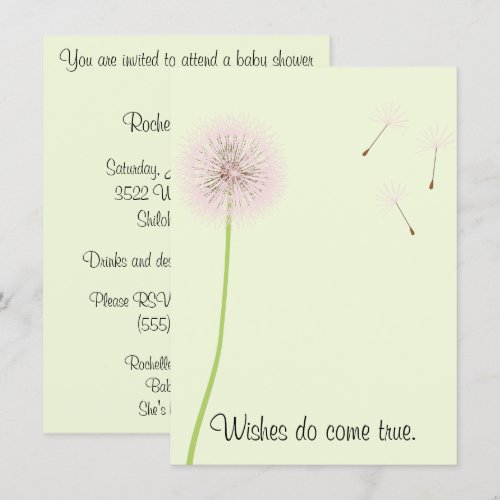 Dandelion Wishes for a Baby Shower Invitation