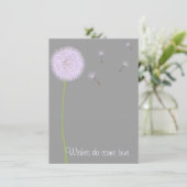 Dandelion Wishes For a Baby Shower in Purples Invitation (Standing Front)