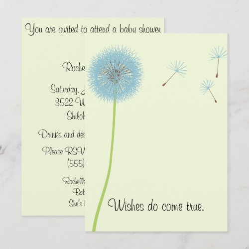 Dandelion Wishes for a Baby Shower Invitation