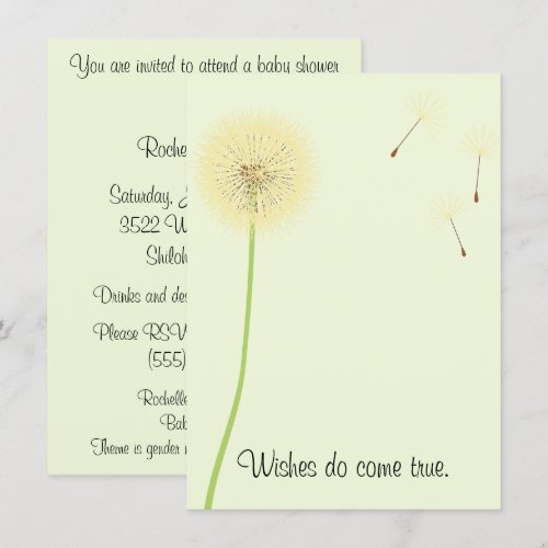 Dandelion Wishes for a Baby Shower Invitation