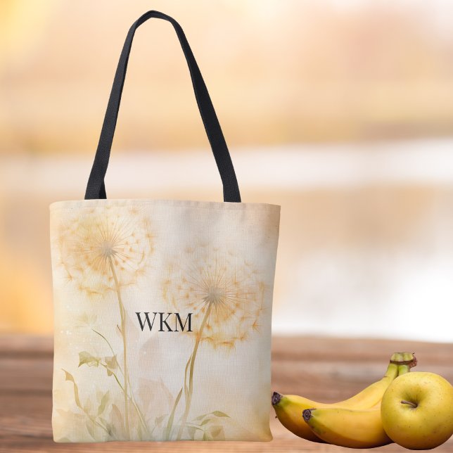 Dandelion Wishes Monogram Tote Bag (Creator Uploaded)