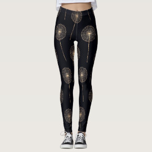 Dandelion wishes pattern rose gold and black  leggings