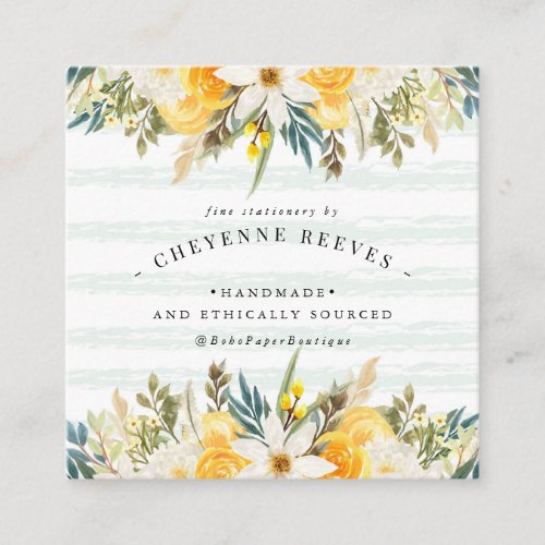 Dandelion Wishes  Spring Wildflowers Square Business Card