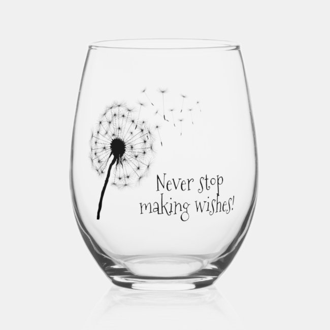 Dandelion Wishes Stemless Wine Glass