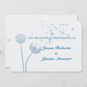 Dandelion Wishes Wedding on Soft Teal Invitation