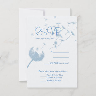 Dandelion Wishes Wedding on Soft Teal, RVSP Card
