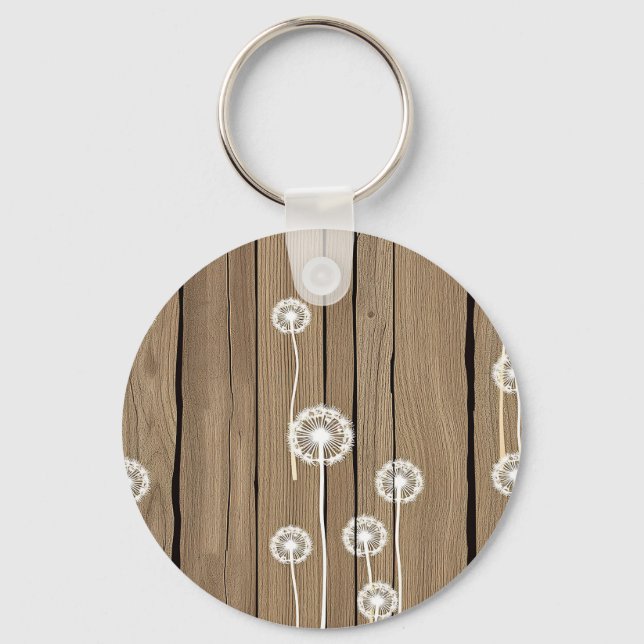 Dandelion Wood Rustic Pattern Keychain (Front)