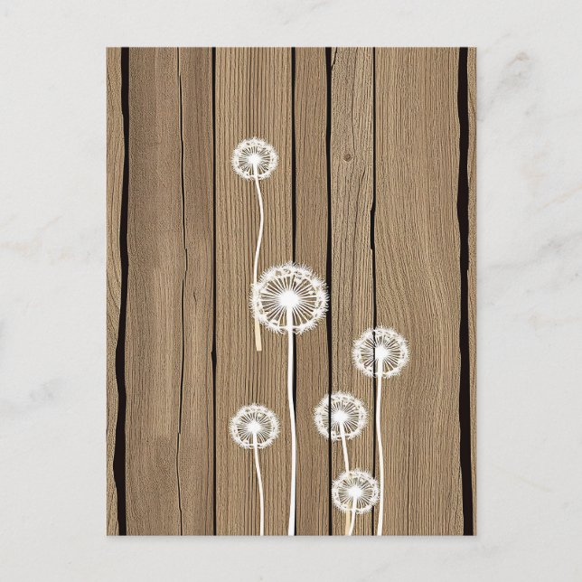 Dandelion Wood Rustic Pattern Postcard (Front)