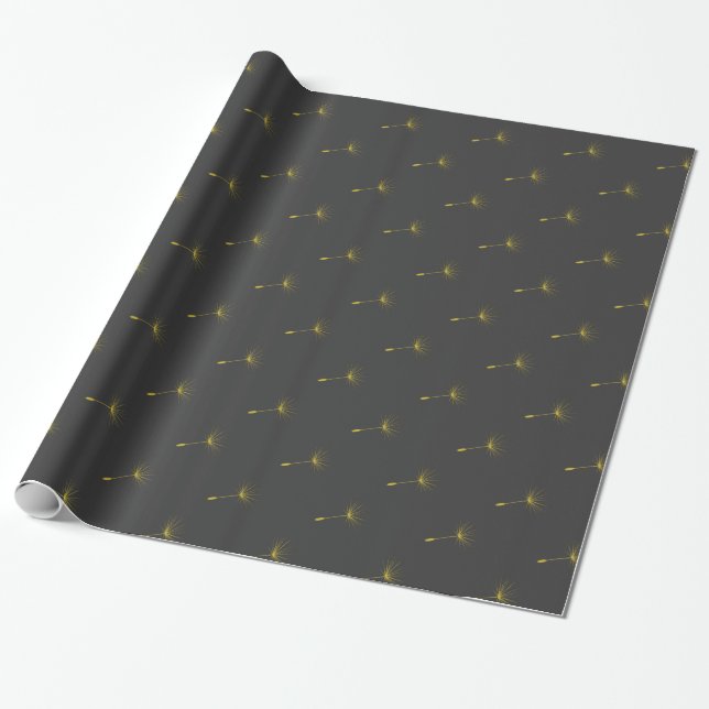 Dandelion Wrapping Paper yellow/gray (Unrolled)