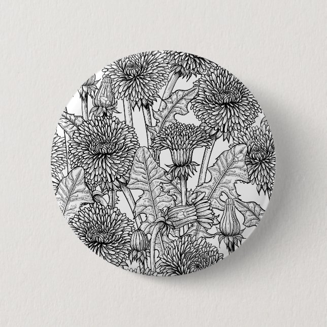 Dandelions, black and white button (Front)