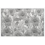 Dandelions, black and white fabric