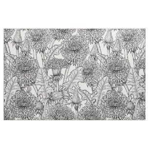 Dandelions, black and white fabric