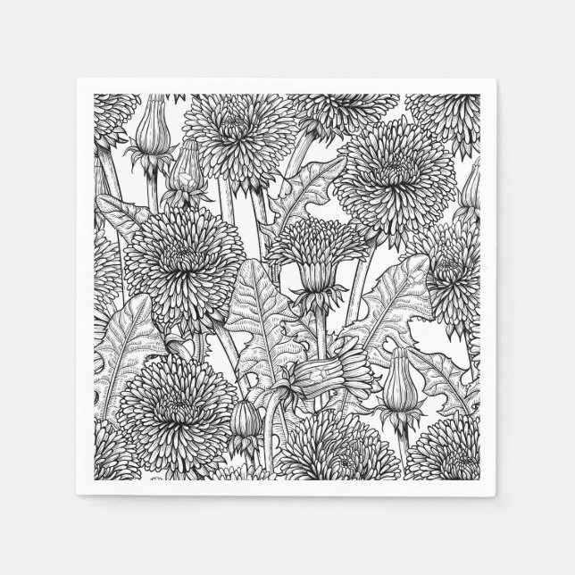 Dandelions, black and white napkins (Front)