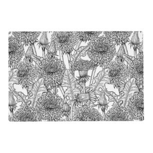 Dandelions, black and white placemat