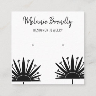 Dandelions Black White Jewelry Earring Display  Square Business Card