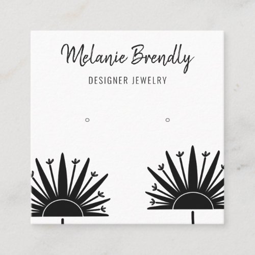 Dandelions Black White Jewelry Earring Display  Square Business Card
