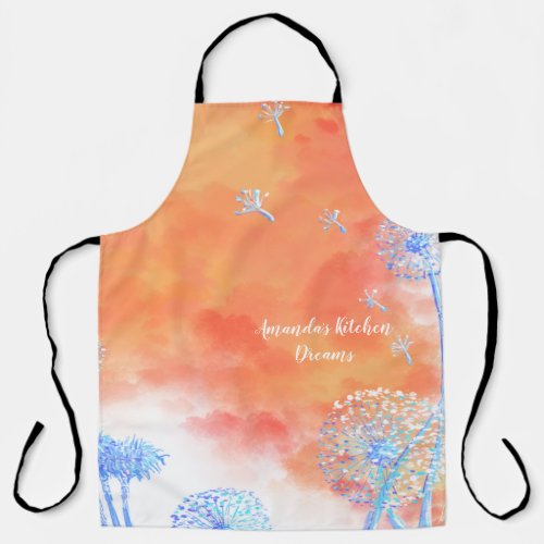 Dandelions blowing at sunset  apron