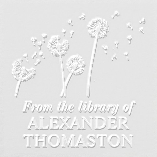 Dandelions Blowing in the Wind Library Book Name Embosser (Design)