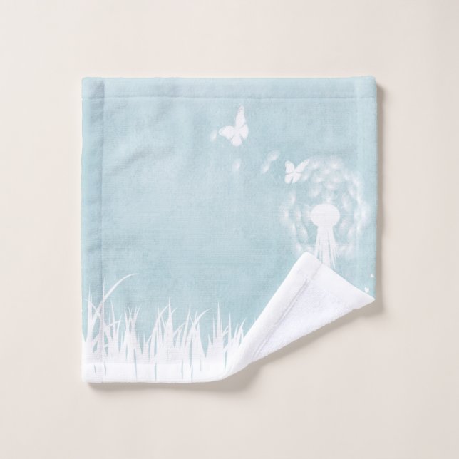 Dandelions, Butterflies & Blue Skies Bath Towel Set (Wash Cloth)