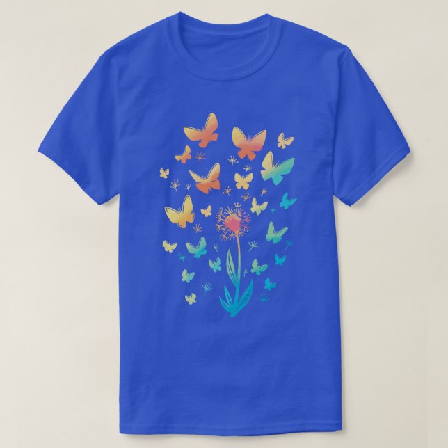 Dandelions Butterflies Spring Summer T-Shirt (Design Front)