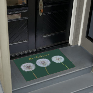 Dandelions Dandelion Clocks Green Personalized Doormat