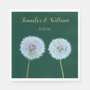 Dandelions, Dandelion Clocks Green Personalized Napkins