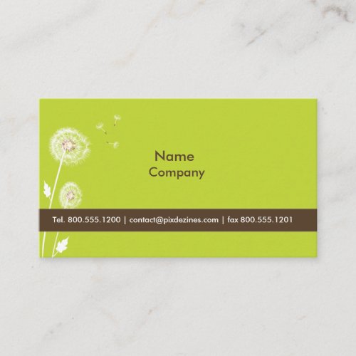 Dandelions Profile Cards moss green dark chocolate Business Card Templates