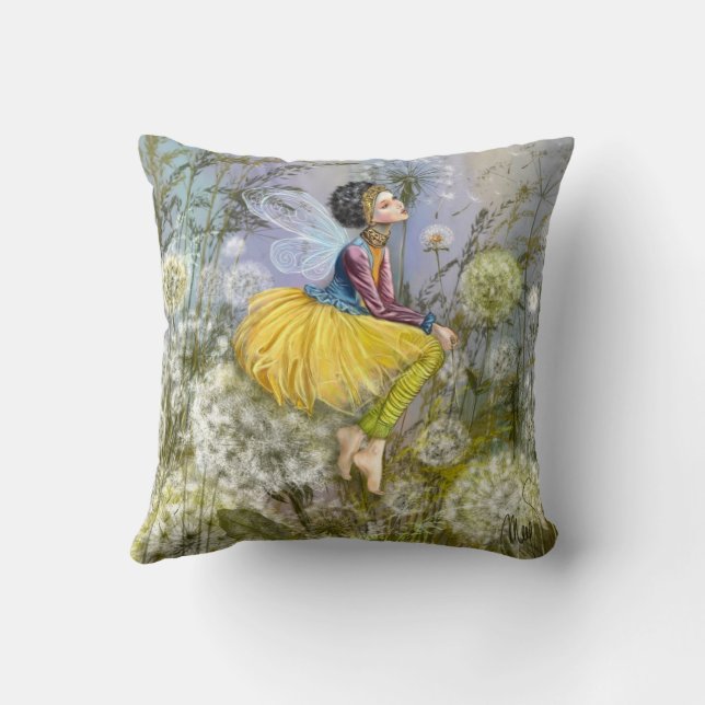 Dandelions Fantasy Throw Pillow (Back)