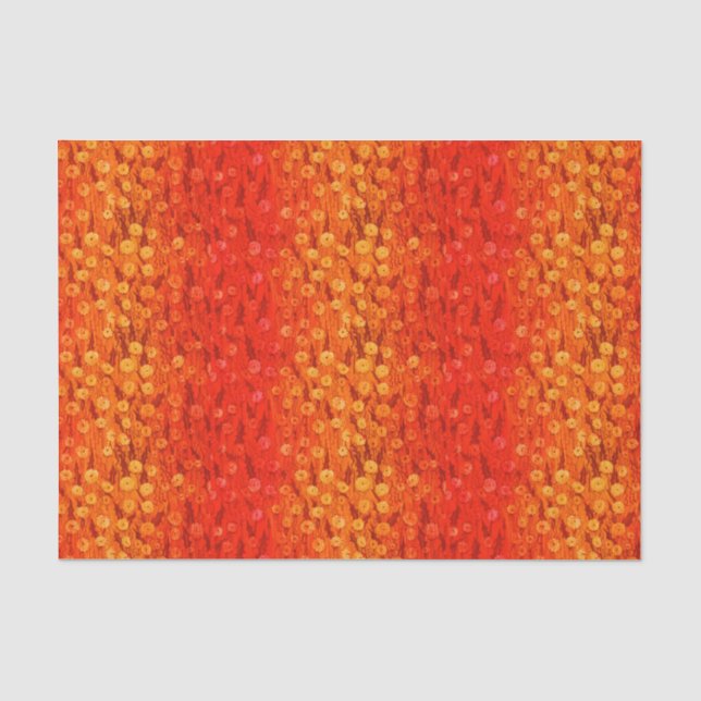 Dandelions Field Summer Flowers Red Orange Ombre Tissue Paper (Front)