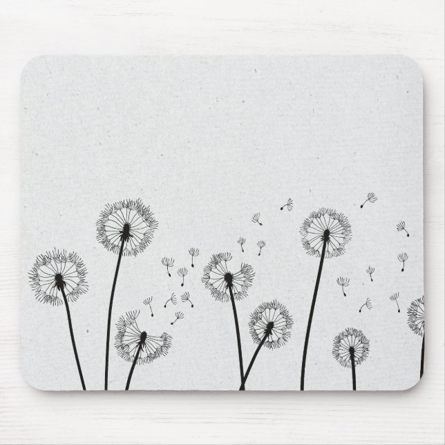Dandelions Flowers Pappus Spores Gray Mouse Pad (Front)