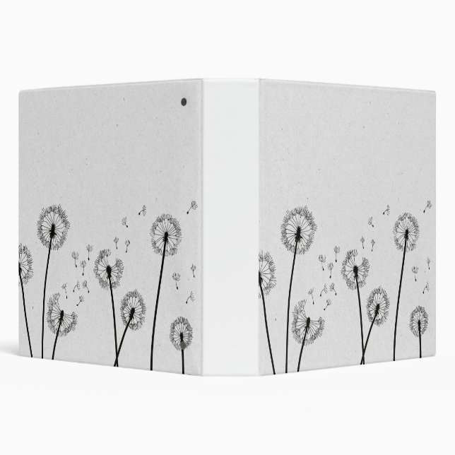 Dandelions Flowers Pappus Spores Grey 3 Ring Binder (Background)