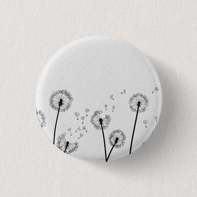 Dandelions Flowers Pappus Spores Grey Button (Front)