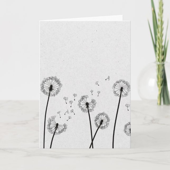 Dandelions Flowers Pappus Spores Grey Card (Front)