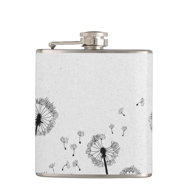 Dandelions Flowers Pappus Spores Grey Flask (Front)