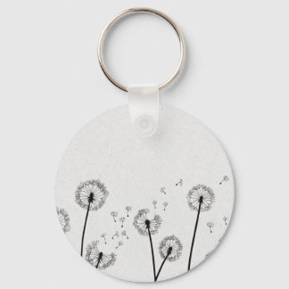 Dandelions Flowers Pappus Spores Grey Keychain