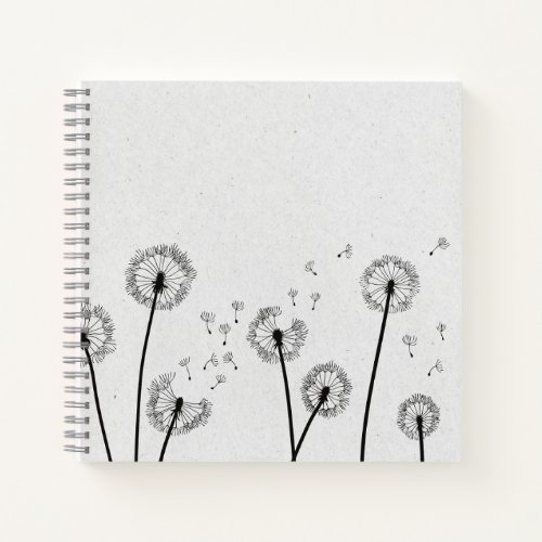 Dandelions Flowers Pappus Spores Grey Notebook