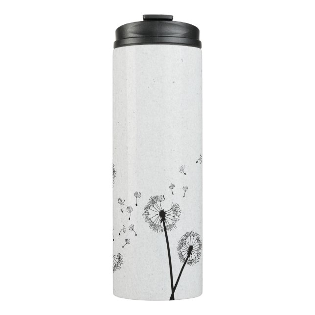 Dandelions Flowers Pappus Spores Grey Thermal Tumbler (Front)
