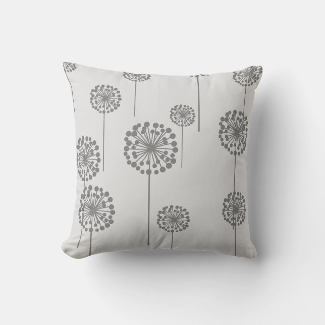 Dandelions Gray Throw Pillow (Front)